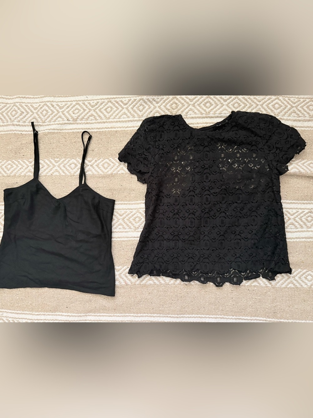 Funktional 2-Piece Layered Black Lace Cutout  Racerback Sheer Top & Tank S
